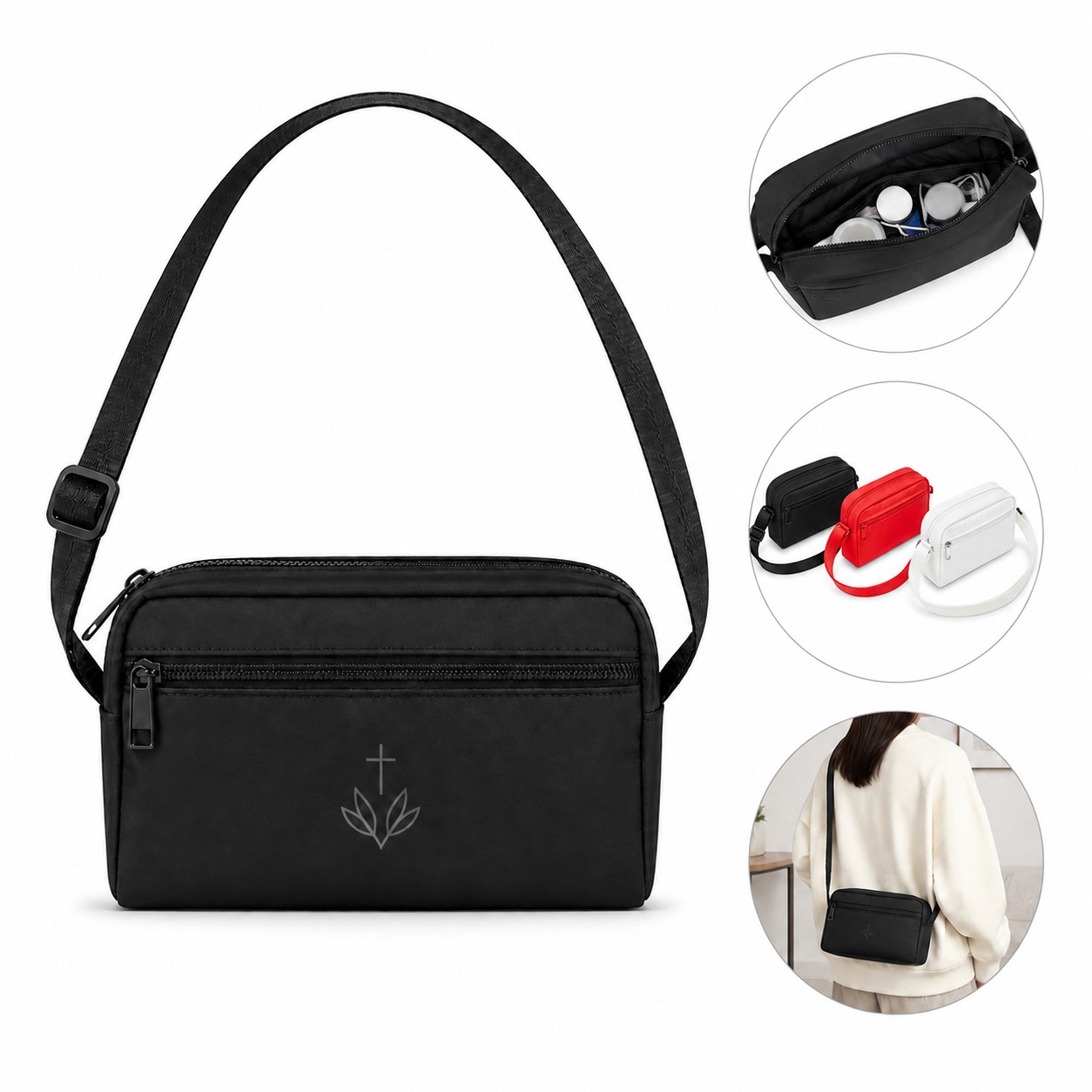 Polyester Sling Pouch With Zippered Front Pocket
