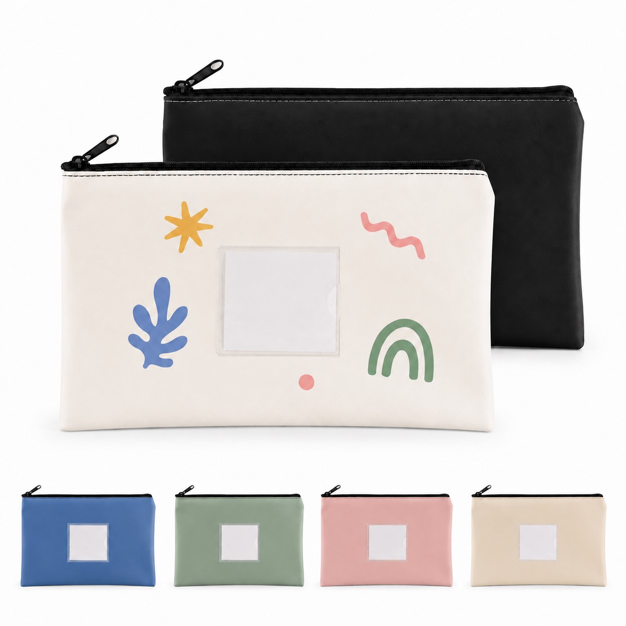 Zippered PU File Bag With ID Window