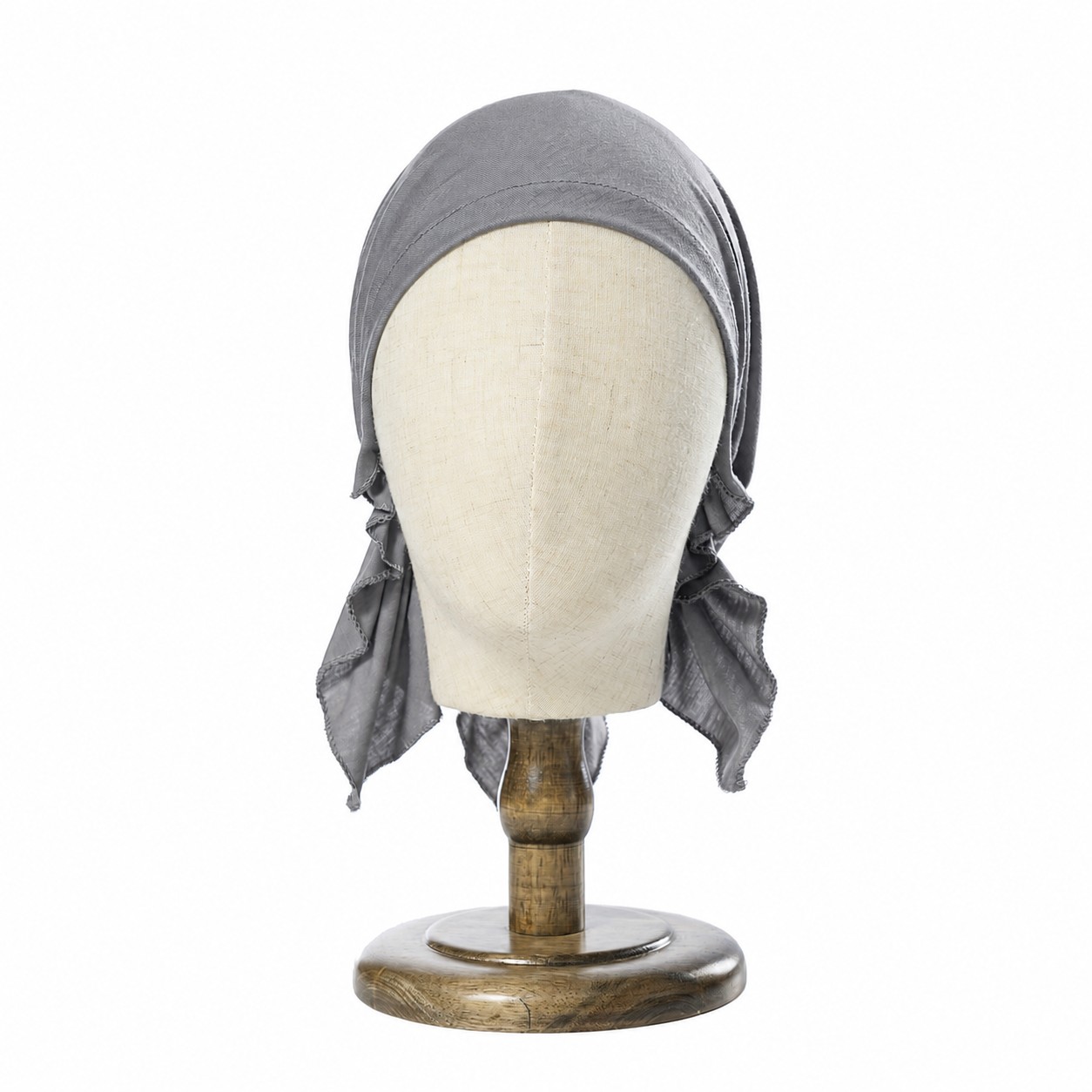 Cotton Elastic Turban Headscarf Cap — Gray