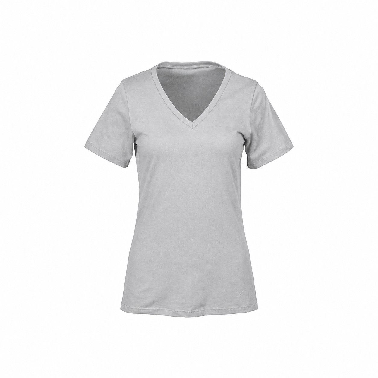 Ladies Ringspun Cotton V Neck Shirt — Silver