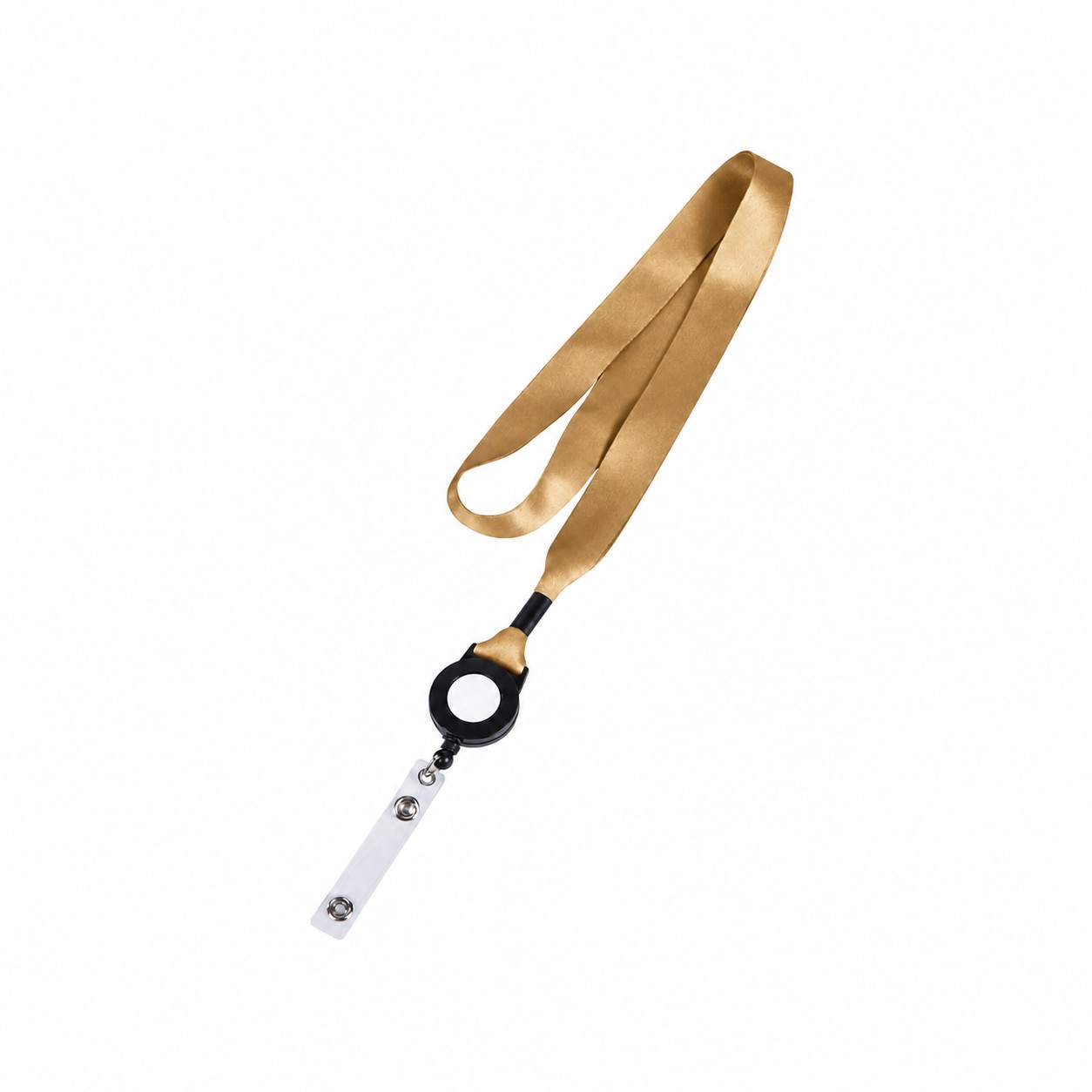 Plastic Crimp Badge Reel Lanyard — Bronze Gold