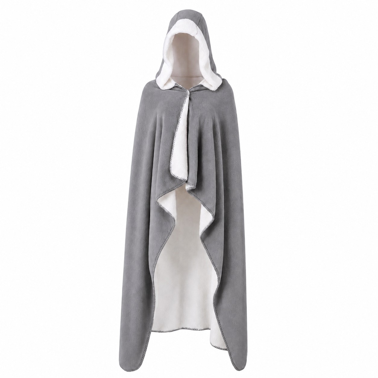 Hooded Sherpa Wearable Blanket — Pewter Gray