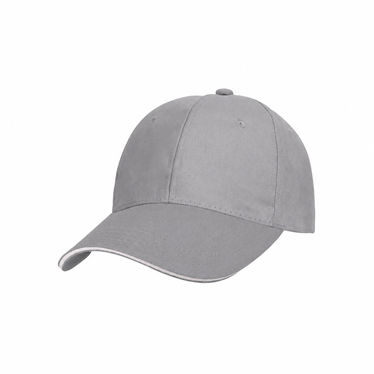 Cotton Twill Front Cap with Ventilation Eyelets — Gray