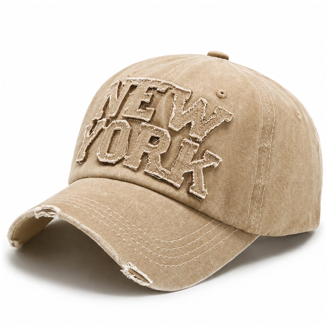 Washed Cotton Baseball Cap — Khaki Beige