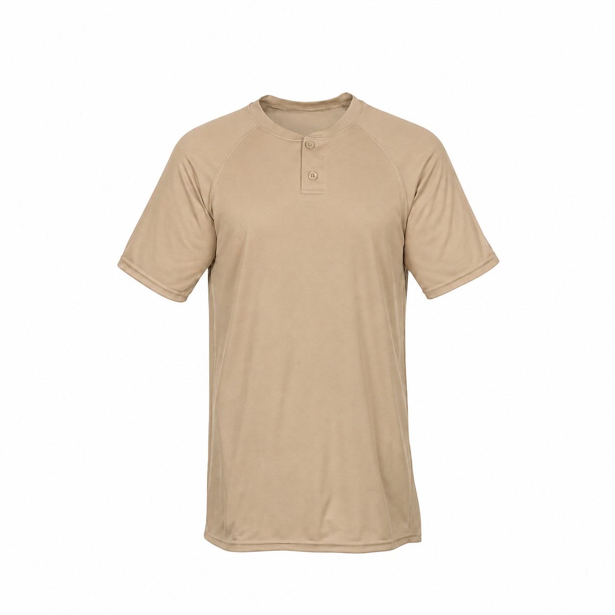 Polyester Two Button Baseball Jersey — Tan Beige