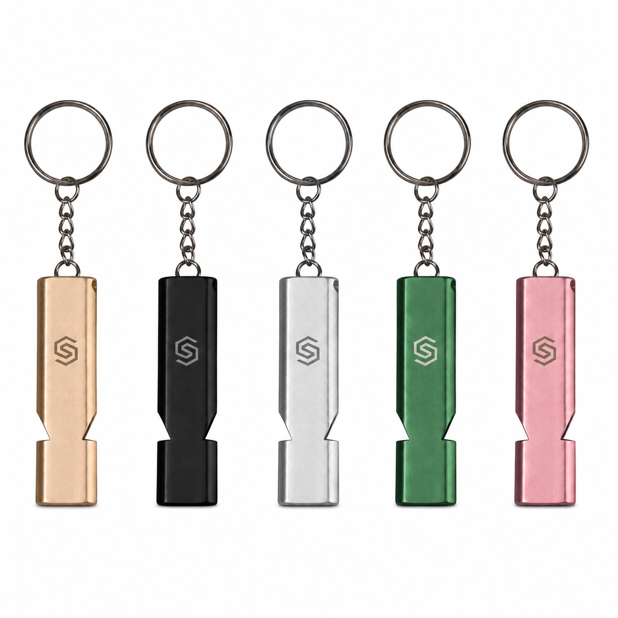 Dual-Frequency Aluminum Survival Whistle Keychain