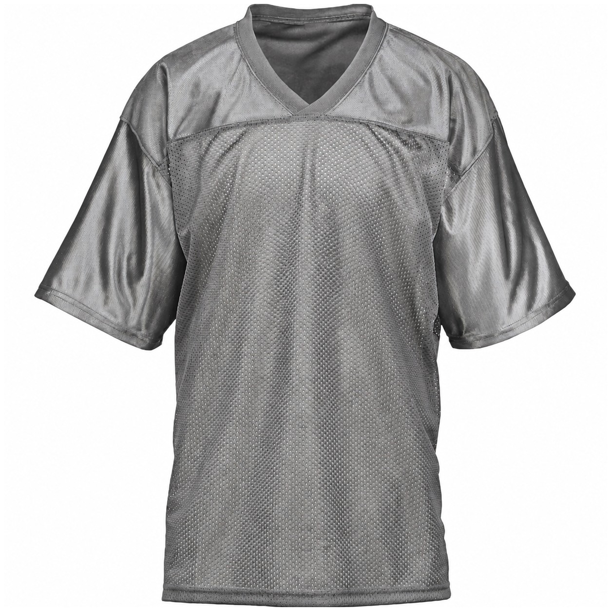 Polyester Mesh V Neck Football Jersey — Gray