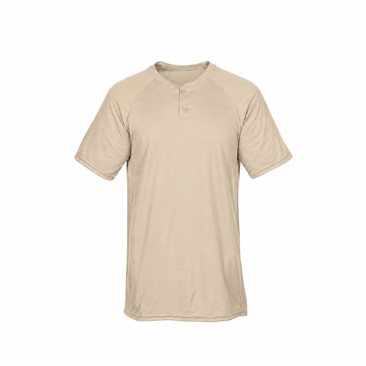 Polyester Two Button Baseball Jersey — Beige