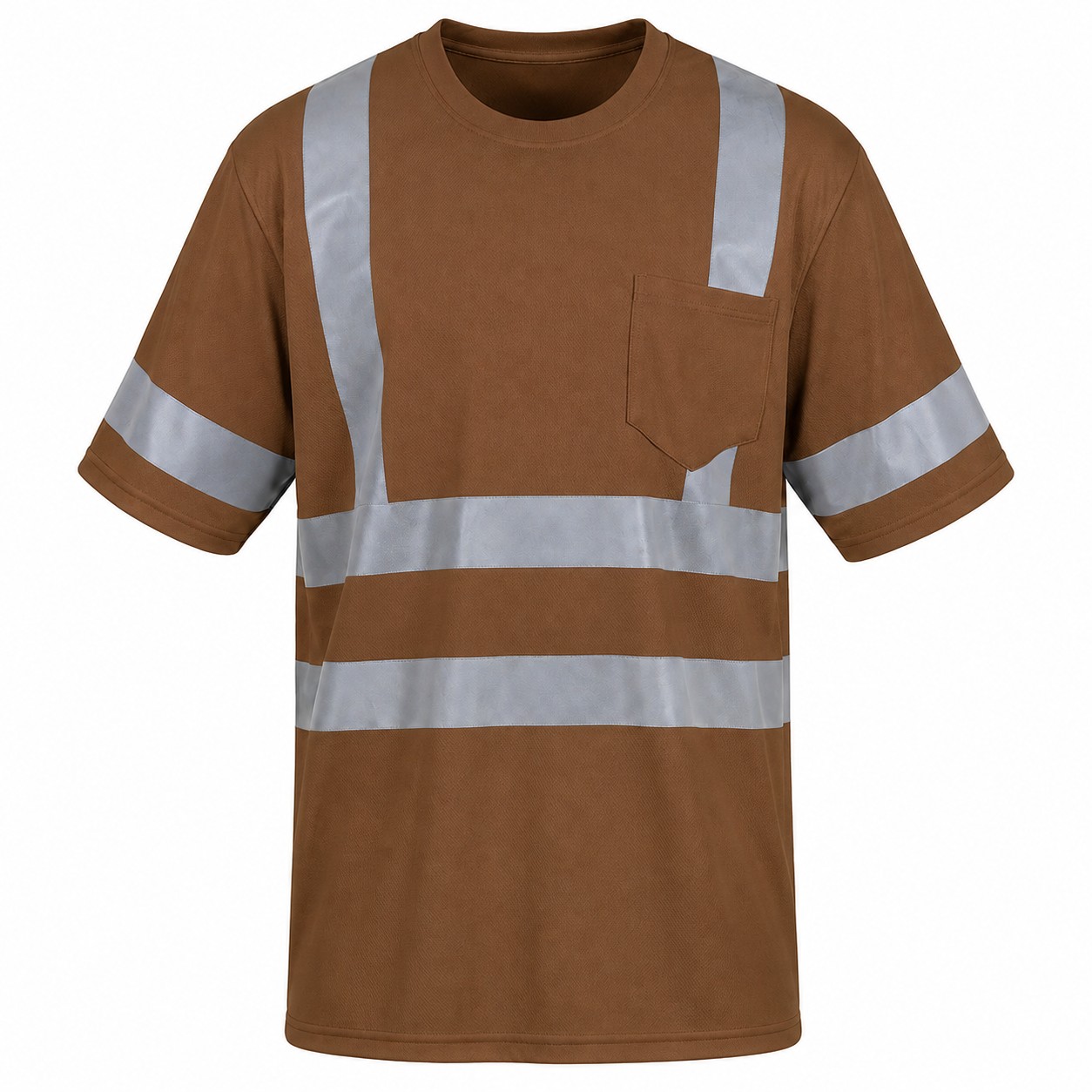 High Visibility Polyester Pocket Tee — Brown