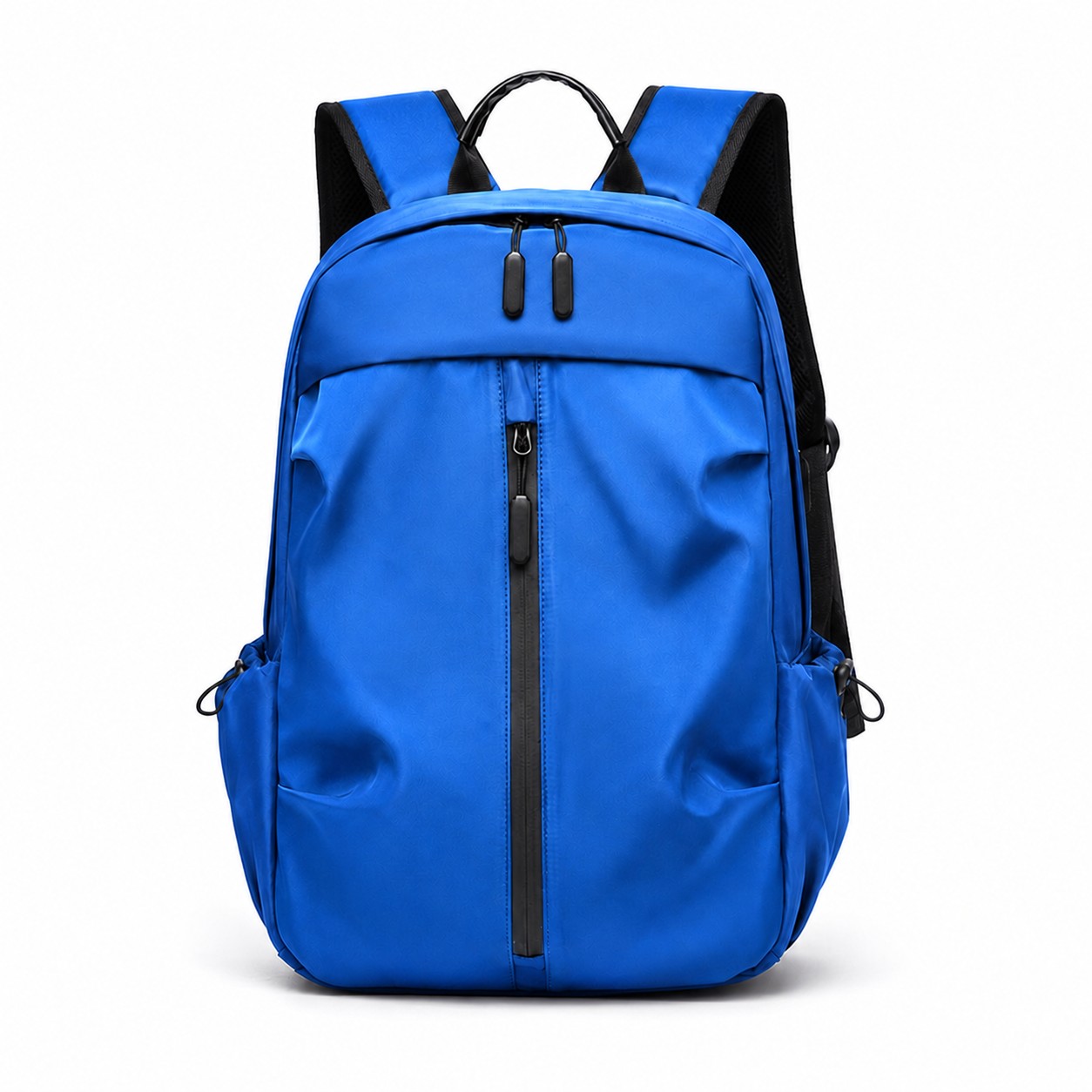 Polyester Travel Backpack With Charging Port — Blue