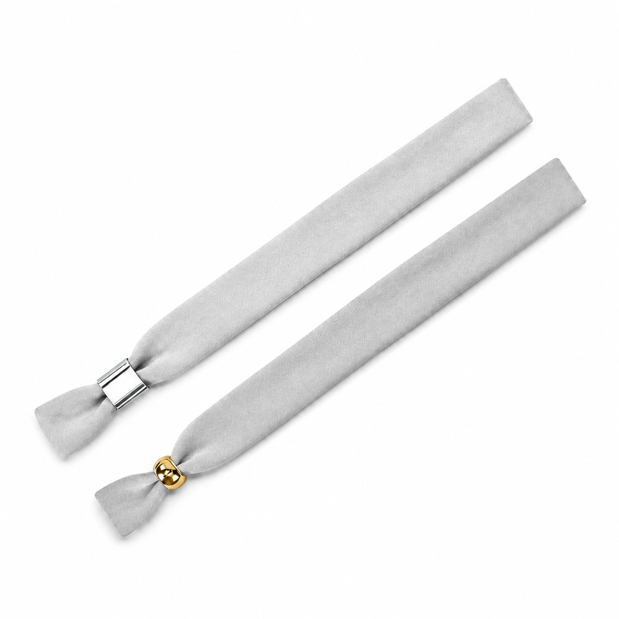 Polyester Wristband With Two-Way Metal Lock — Silver