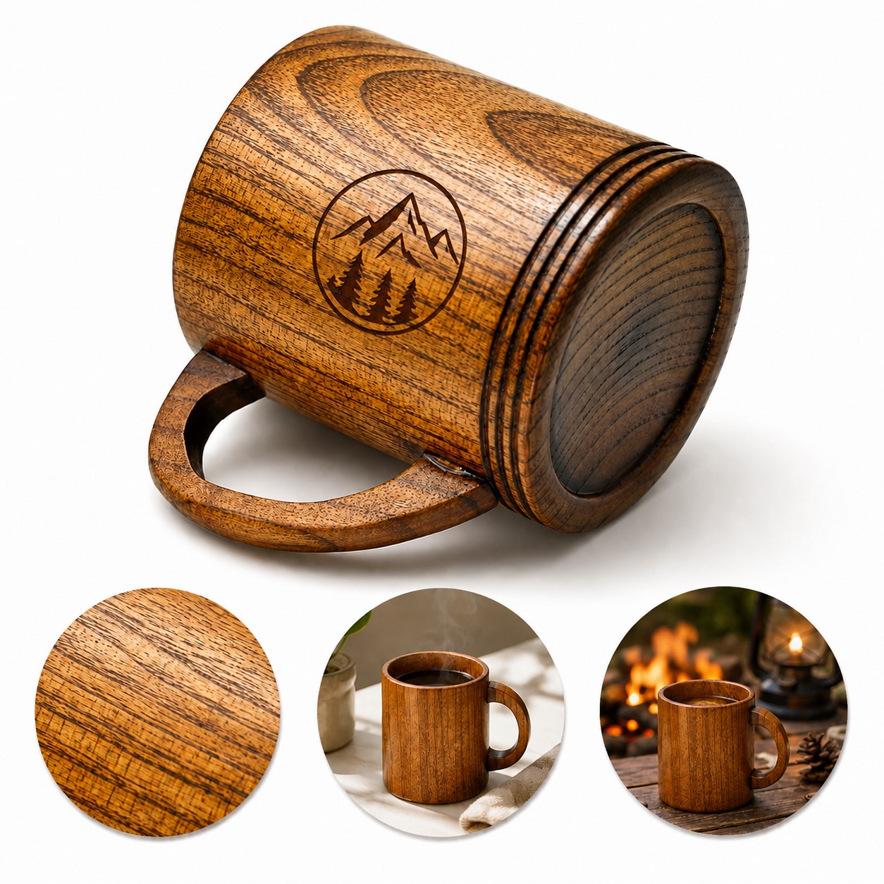 Natural Wood 9 Oz Coffee Mug