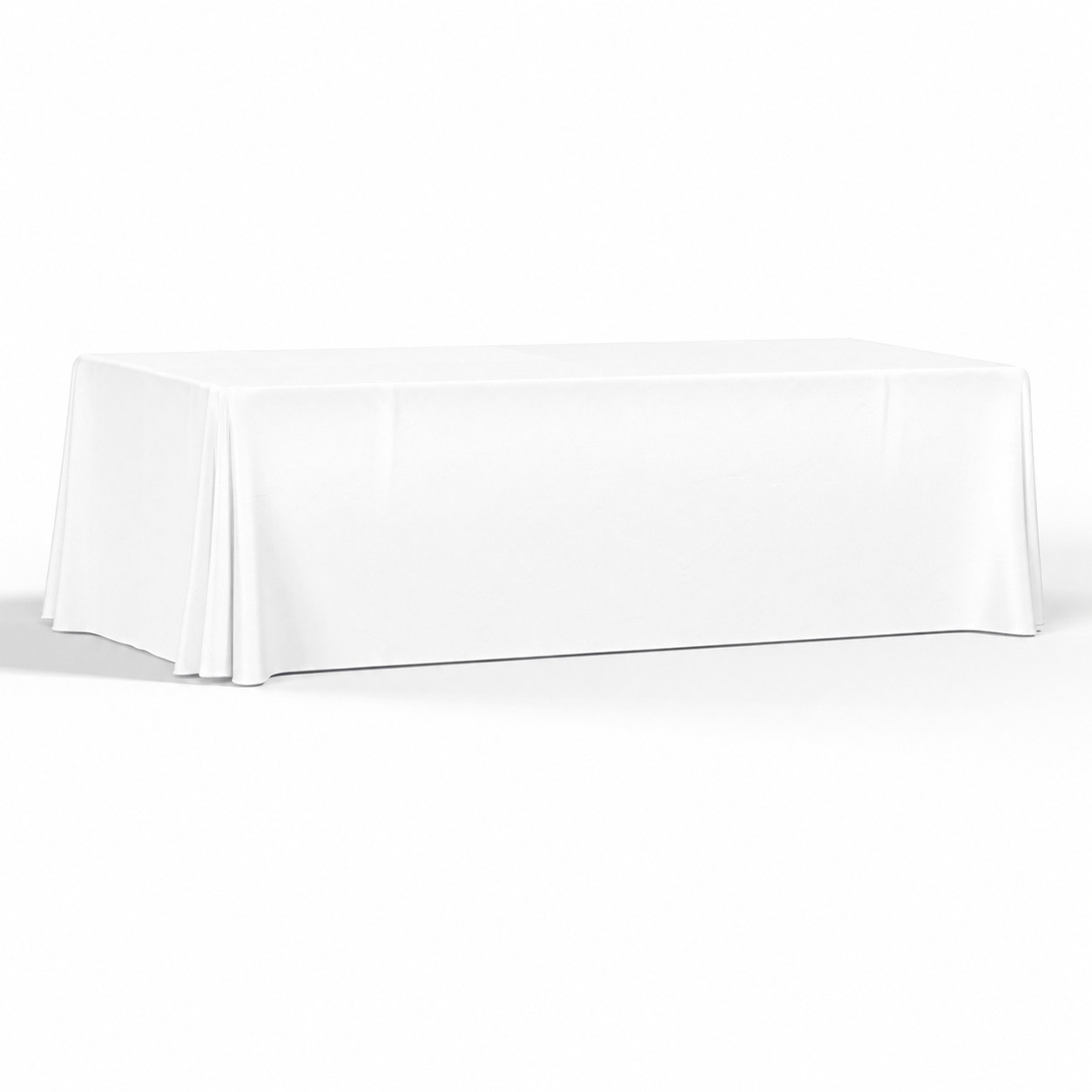 Four Side 8' Polyester Table Throw — White
