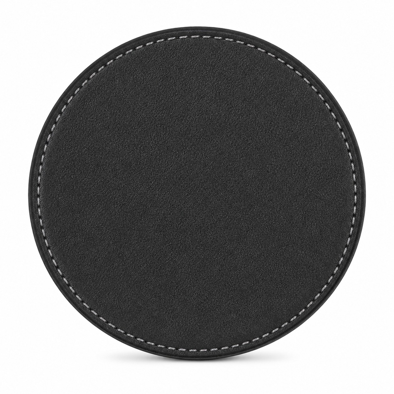 Round Stitched Faux Leather Coaster — view 2