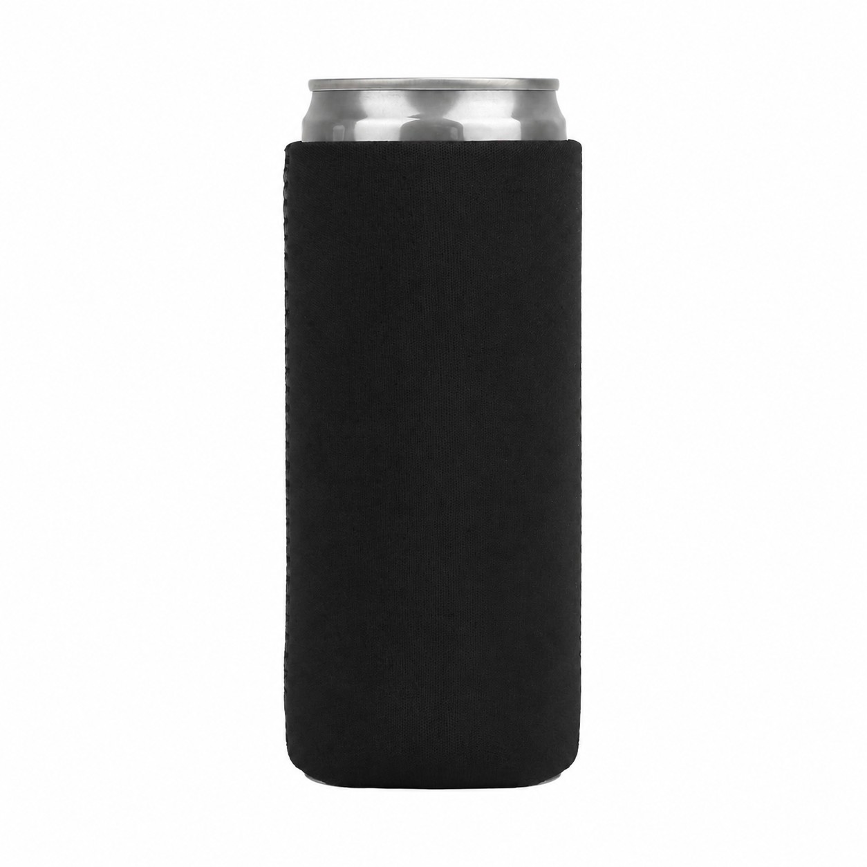 White Neoprene Slim Can Cooler — Black