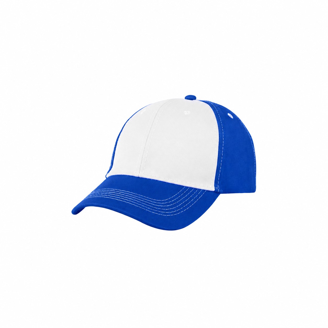 Pre-Curved Cotton Visor Structured Cap — White/Royal Blue