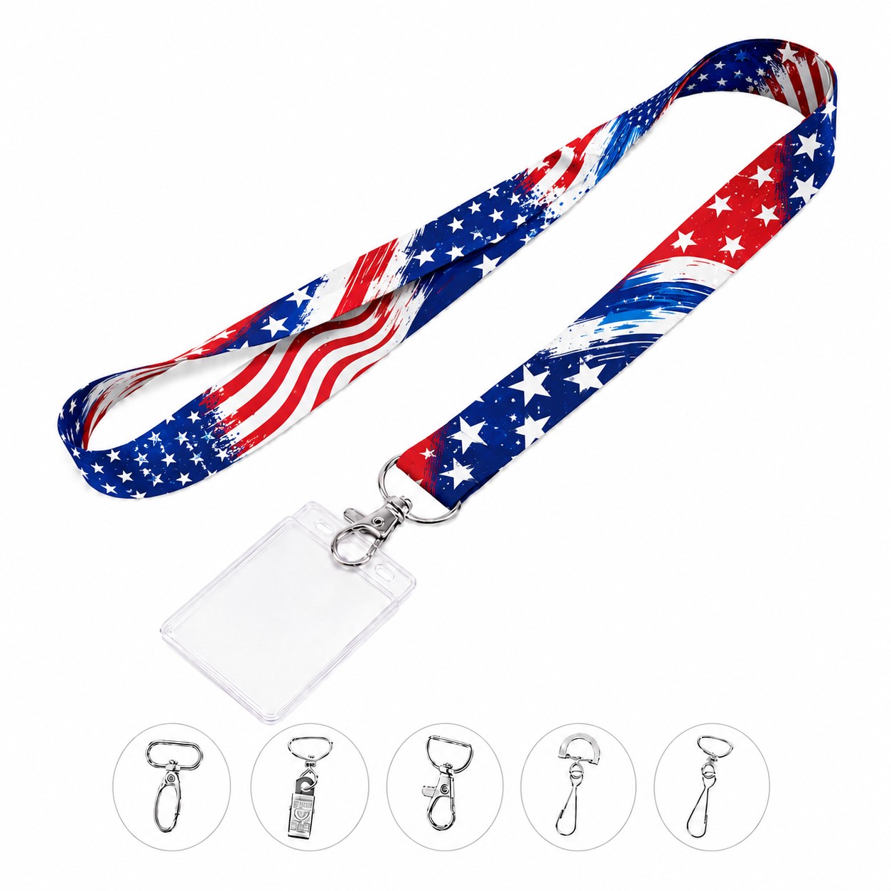 Polyester Lanyard With Selectable Hook Styles