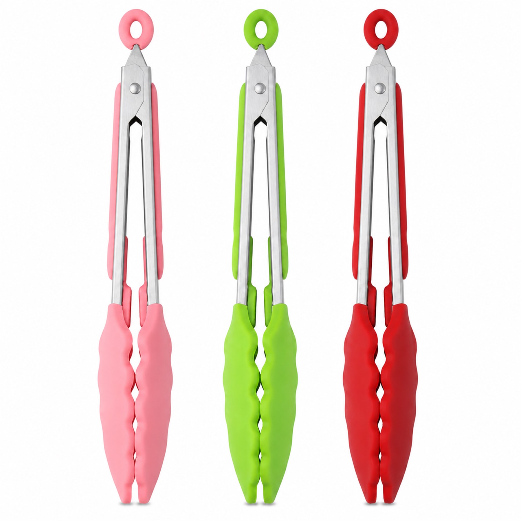 Long Silicone Grip Stainless Steel Tongs