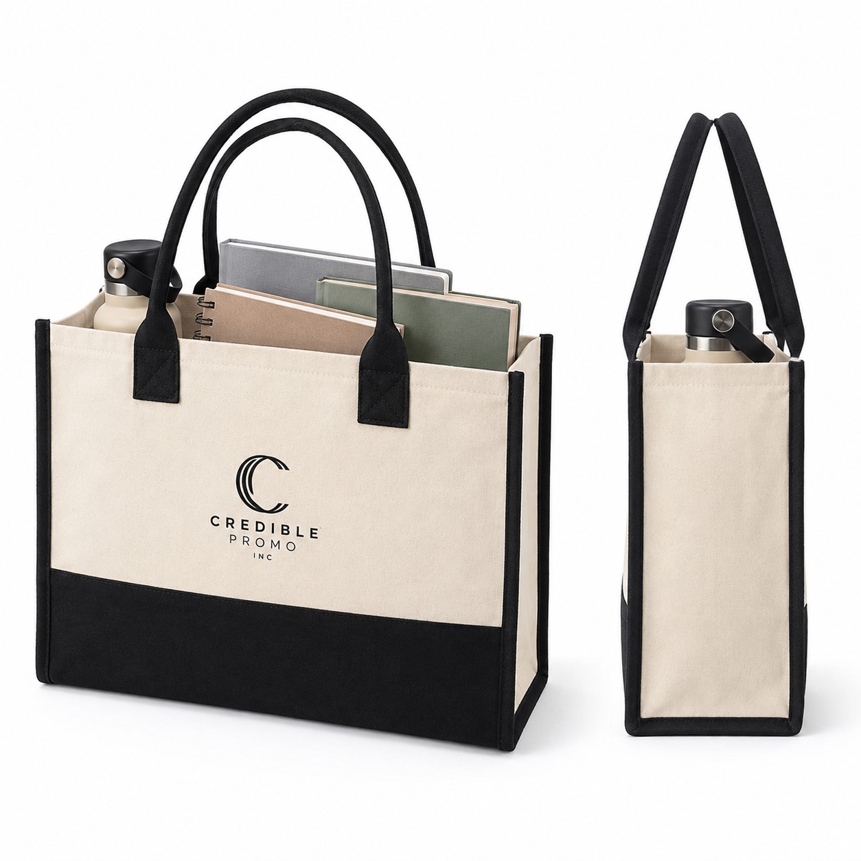 Large Laminated Cotton Canvas Shoulder Tote