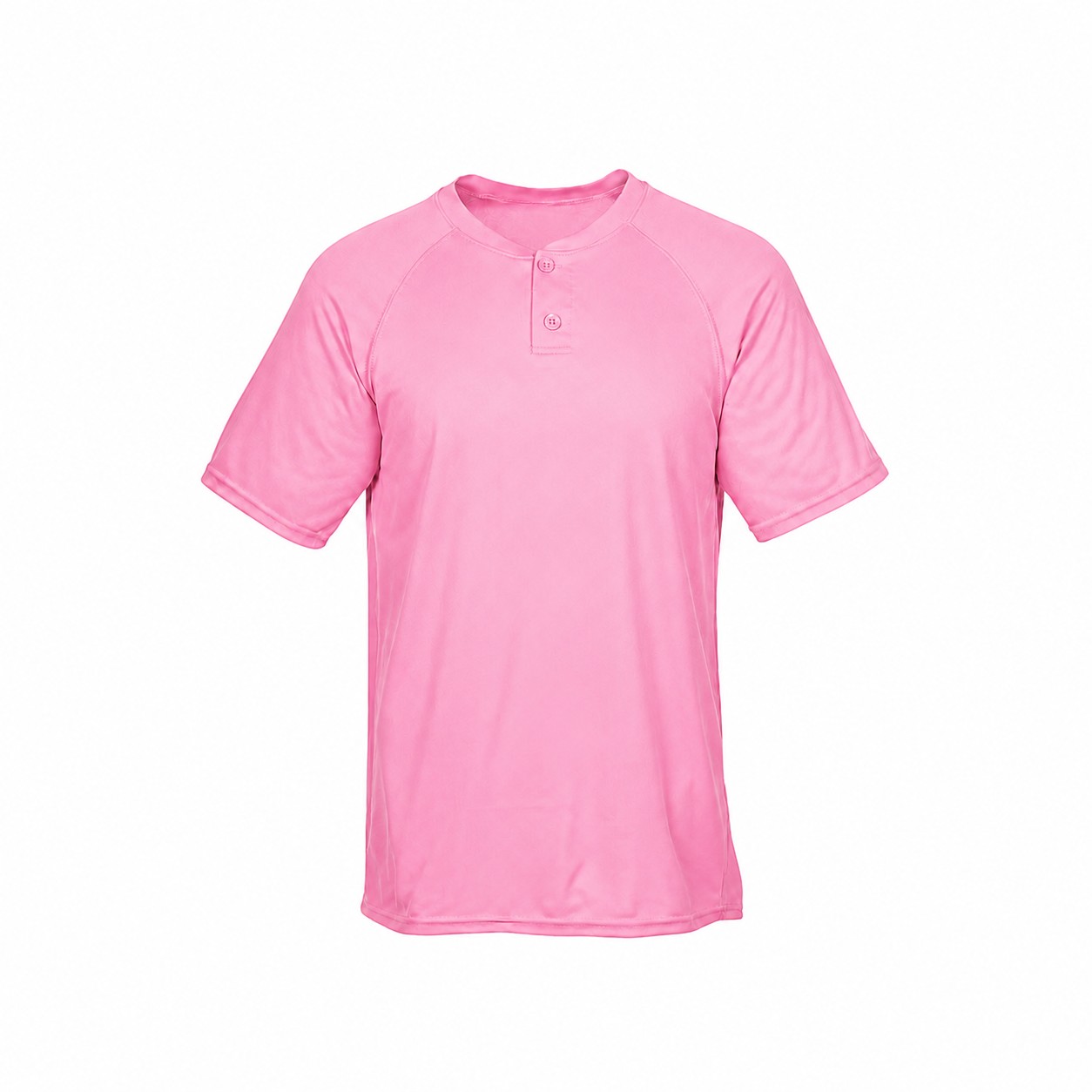 Polyester Two Button Baseball Jersey — Pink