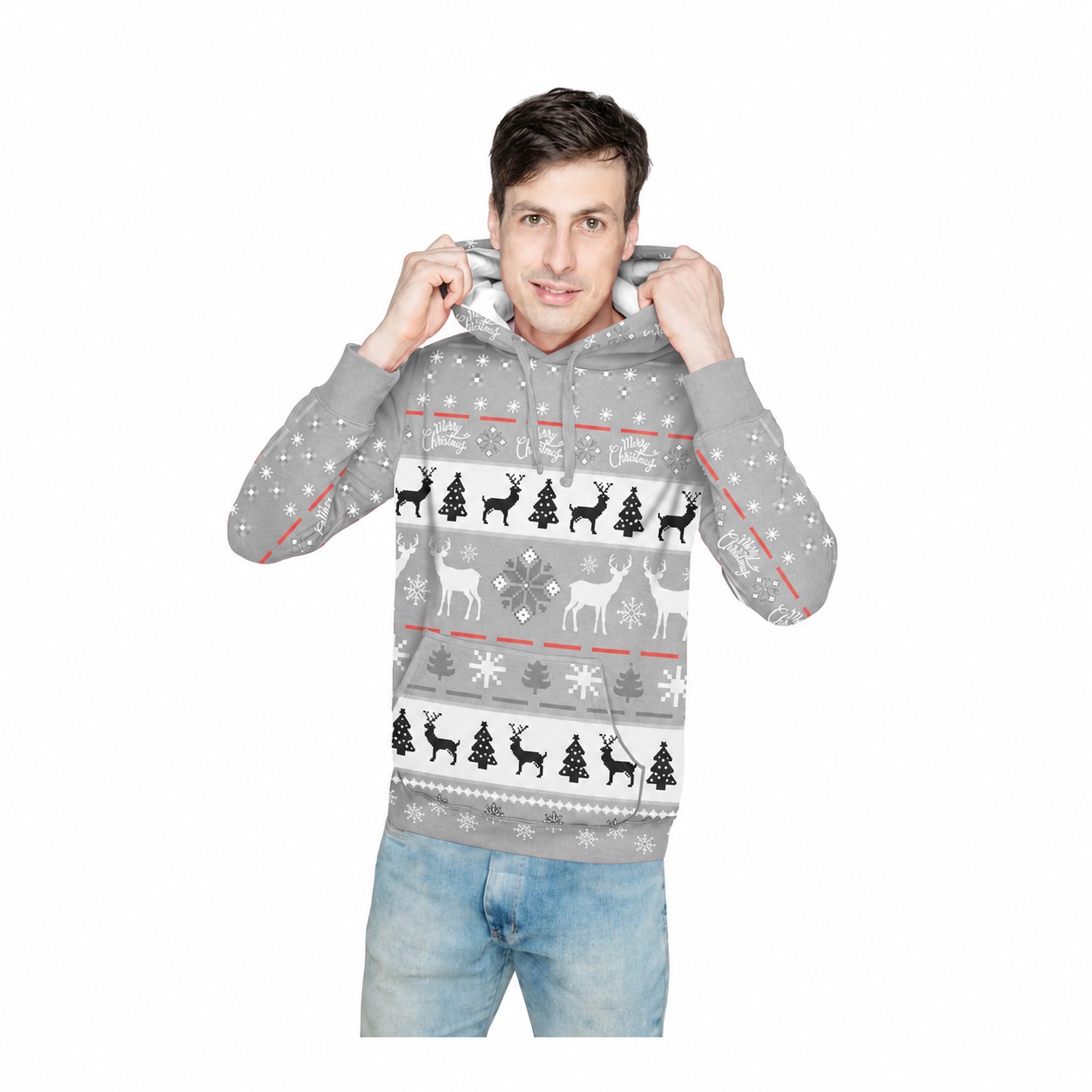 Polyester Hoodie With Kangaroo Pocket — Silver