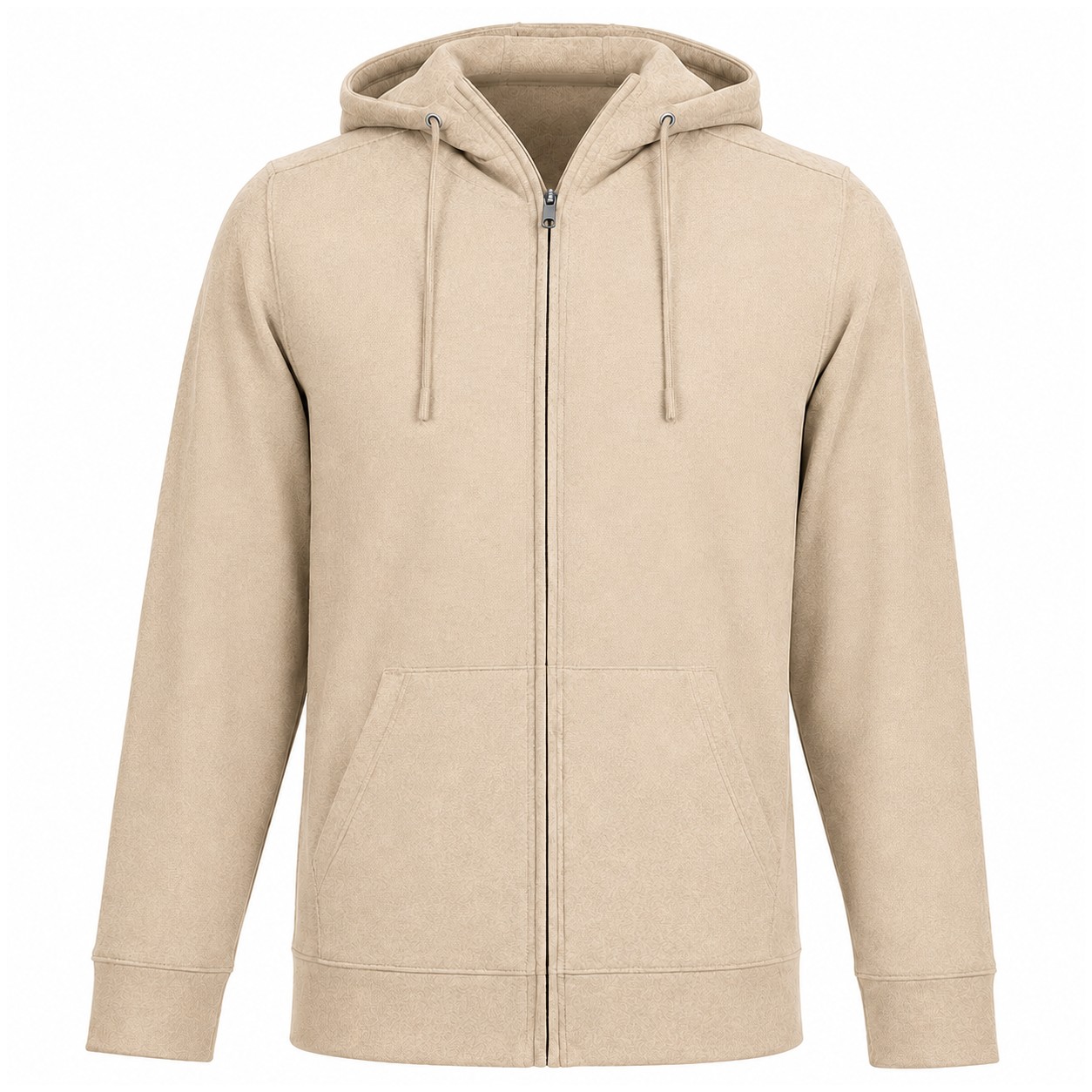 Polyester Spandex Full Zip Hoodie — Tan Beige