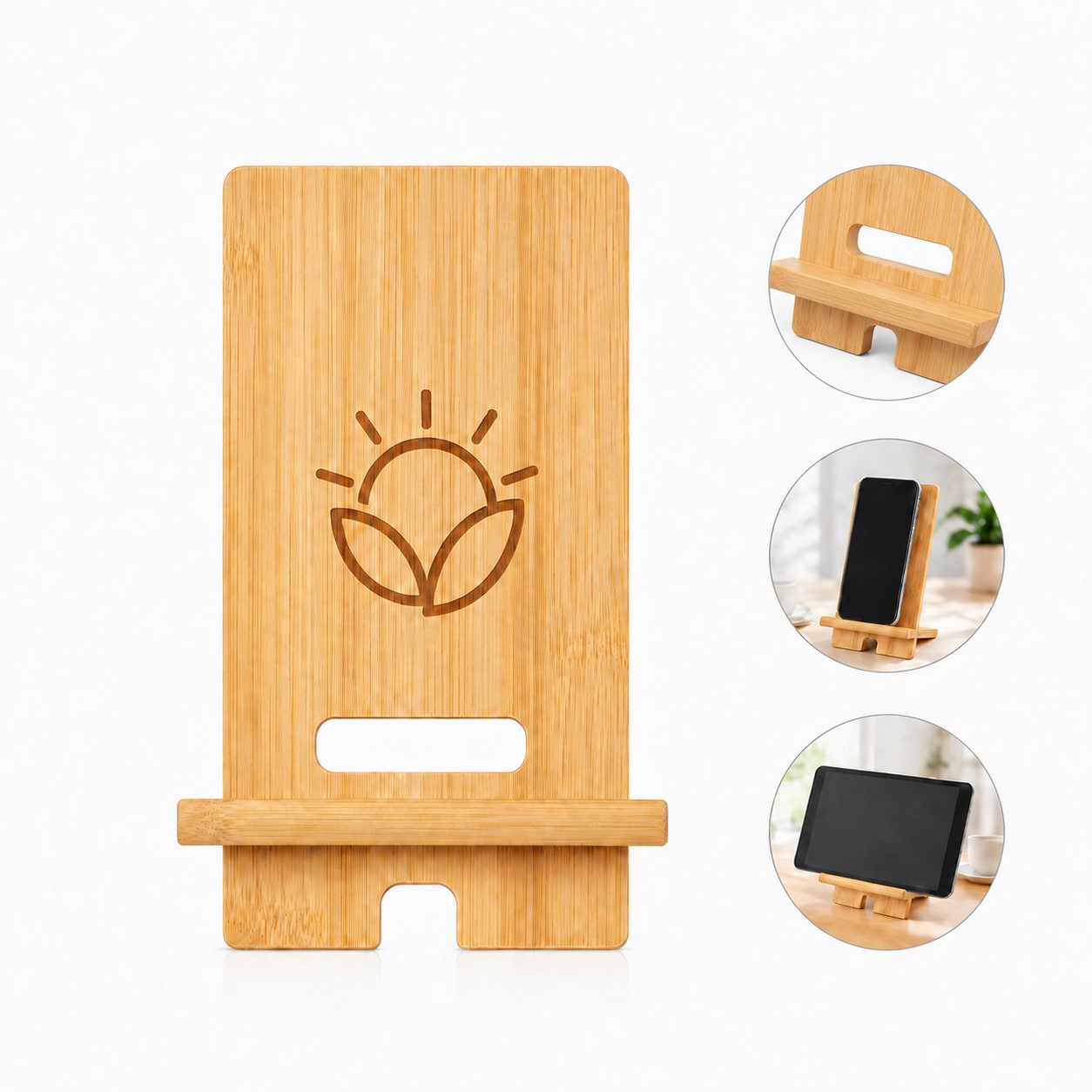 Bamboo Phone And Tablet Display Stand