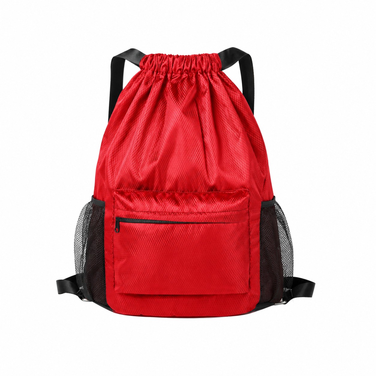 Zippered Storage Drawstring Bag — Red