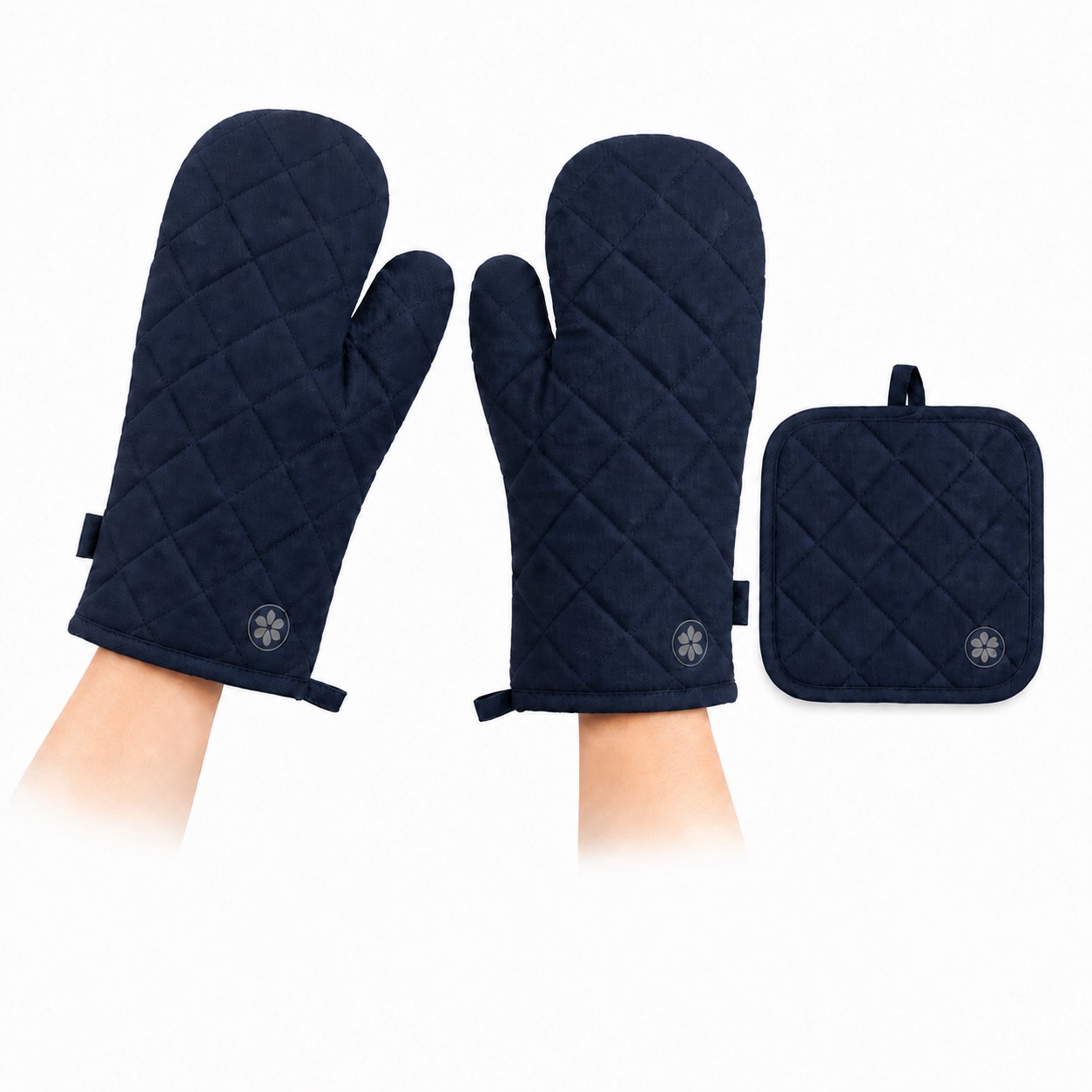 Quilted Cotton Oven Mitt And Pot Holder Set