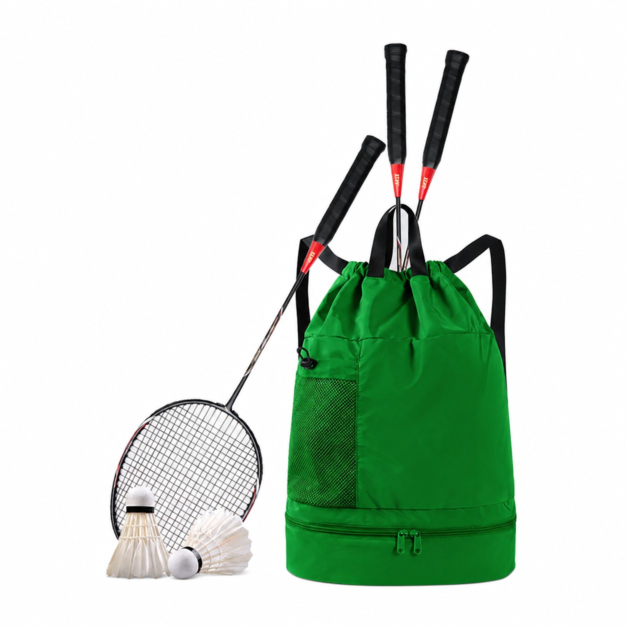 Polyester Drawstring Sports Backpack — Green