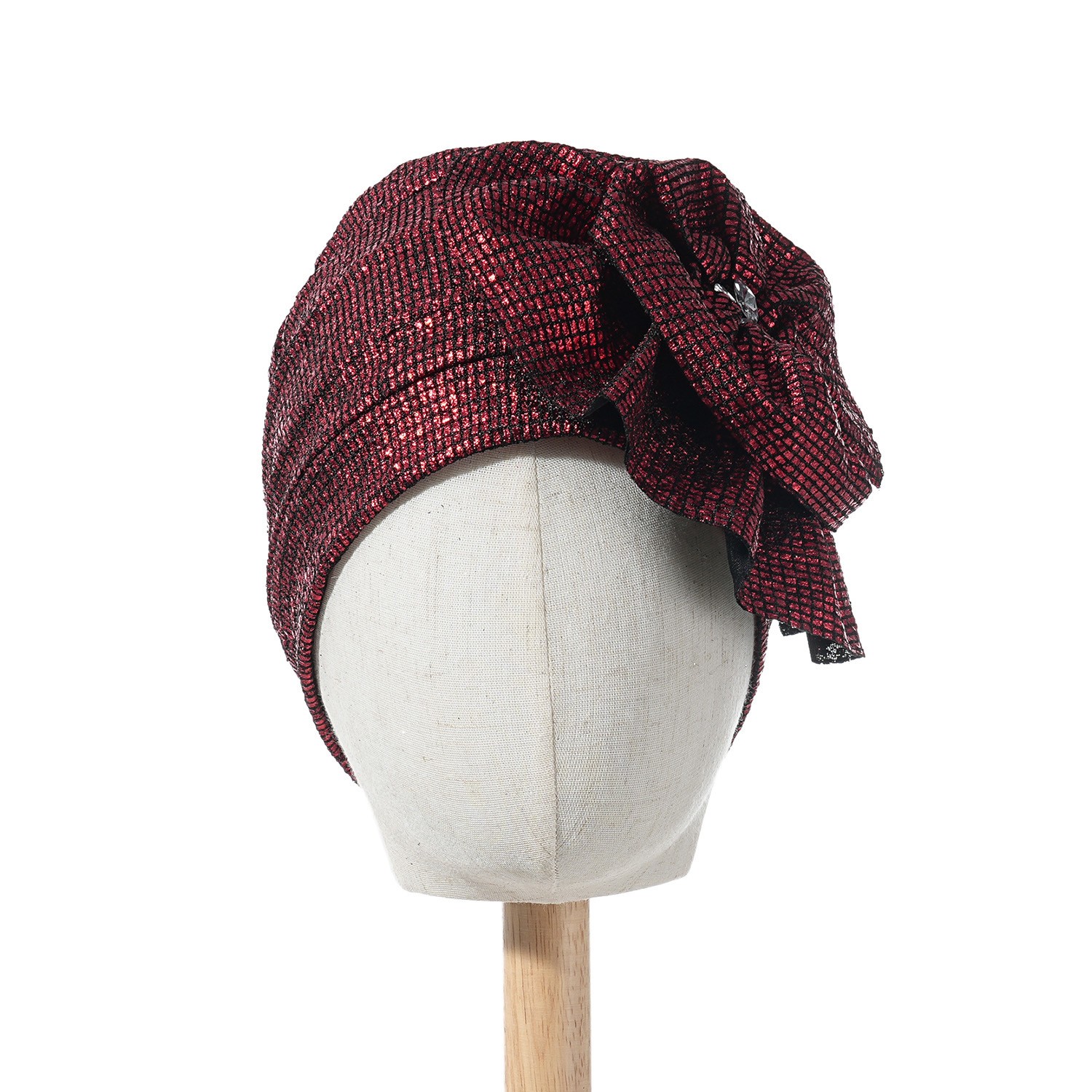 Fishnet Rhinestone Turban Headwrap Hat — view 2