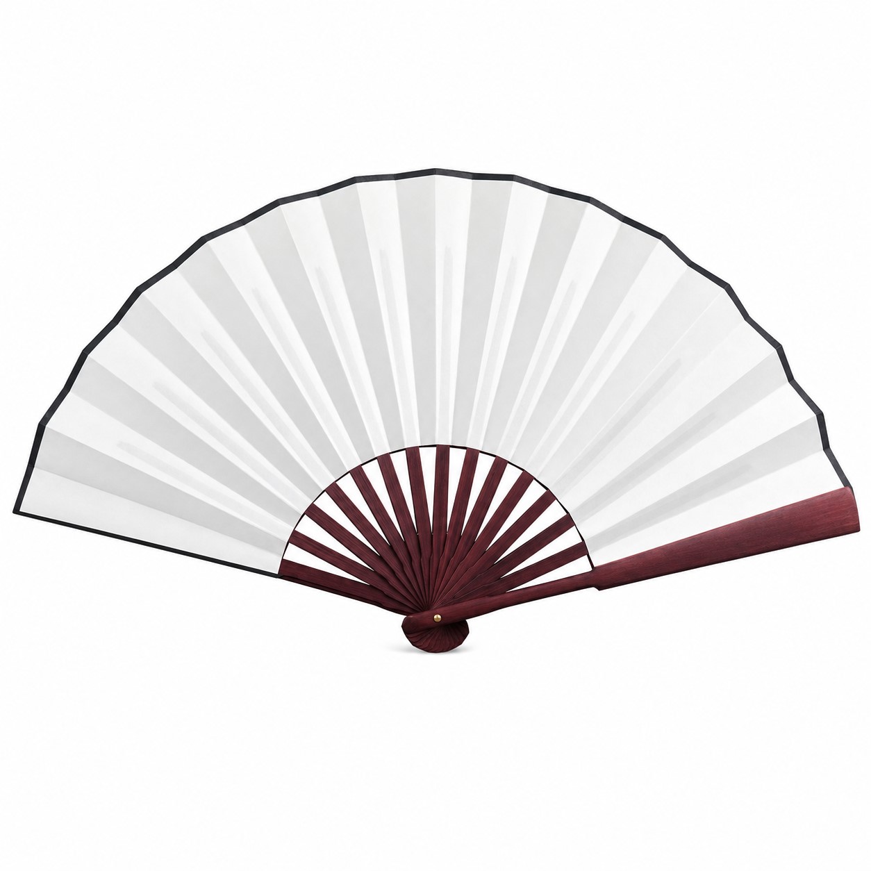 Wide Bamboo Rib Folding Silk Hand Fan — view 2