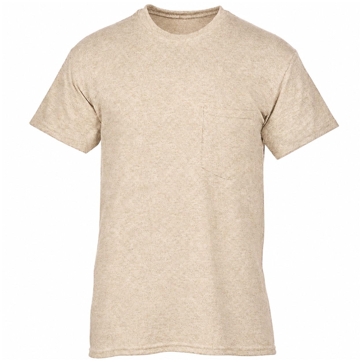 Cotton-Polyester Blend Pocket T-Shirt — Beige