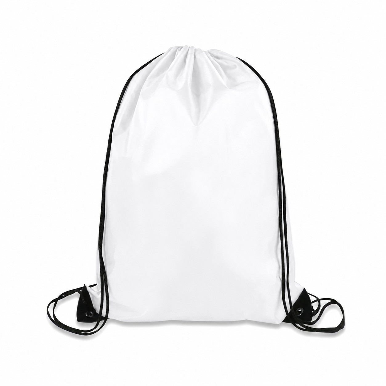 Large 210D Polyester Drawstring Backpack — White