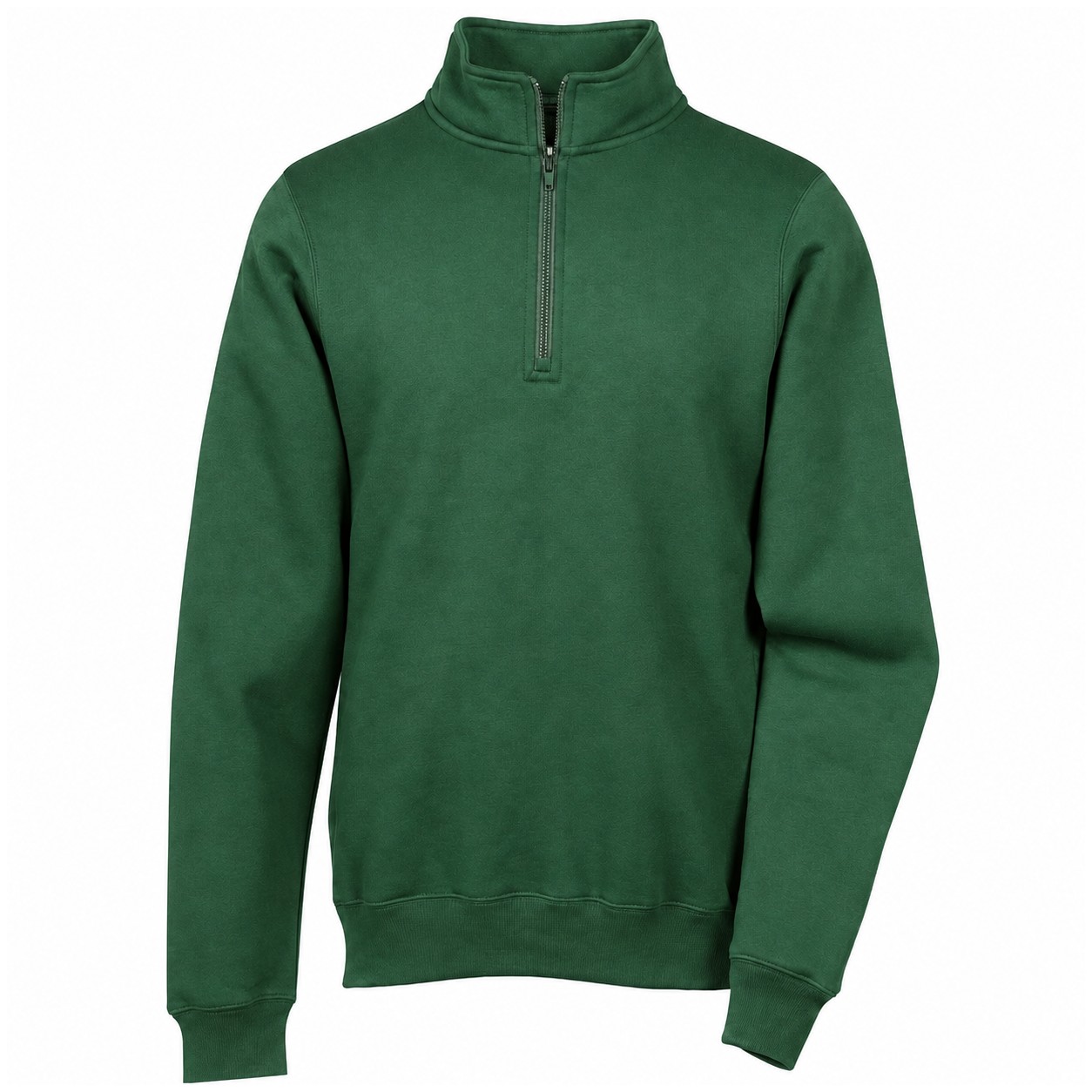 Cotton Polyester Quarter Zip Fleece Pullover — Green