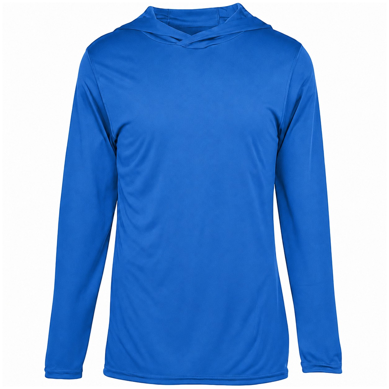 Polyester Hooded Long Sleeve Tee — Blue