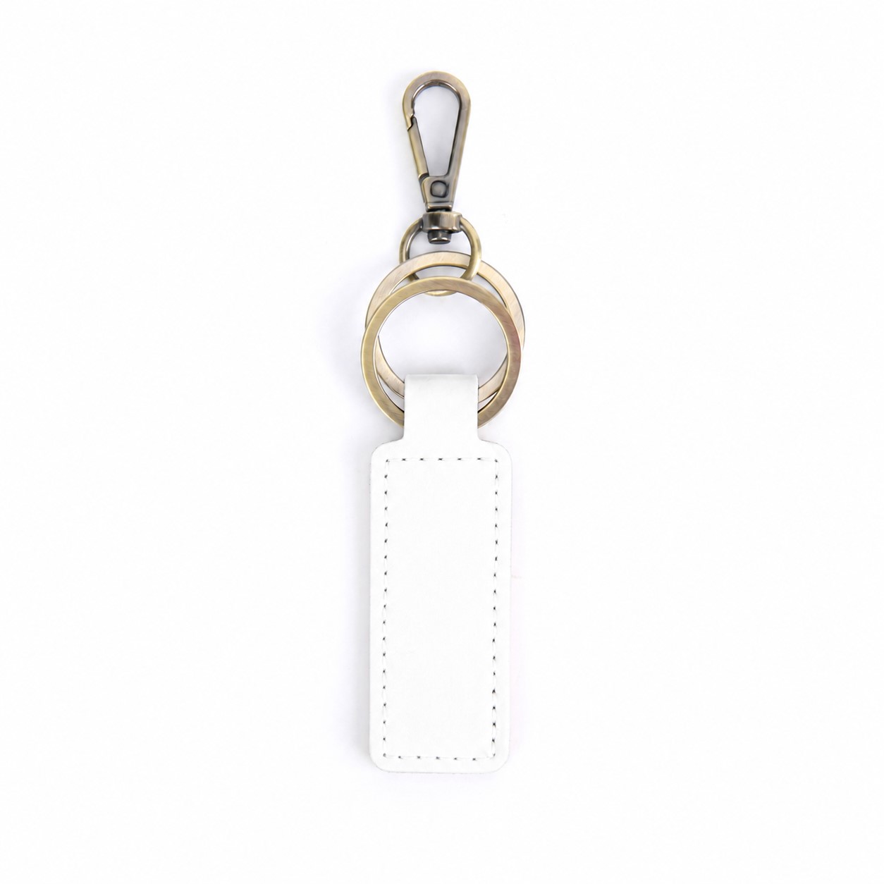 Saddle Leather Keychain Tag — White