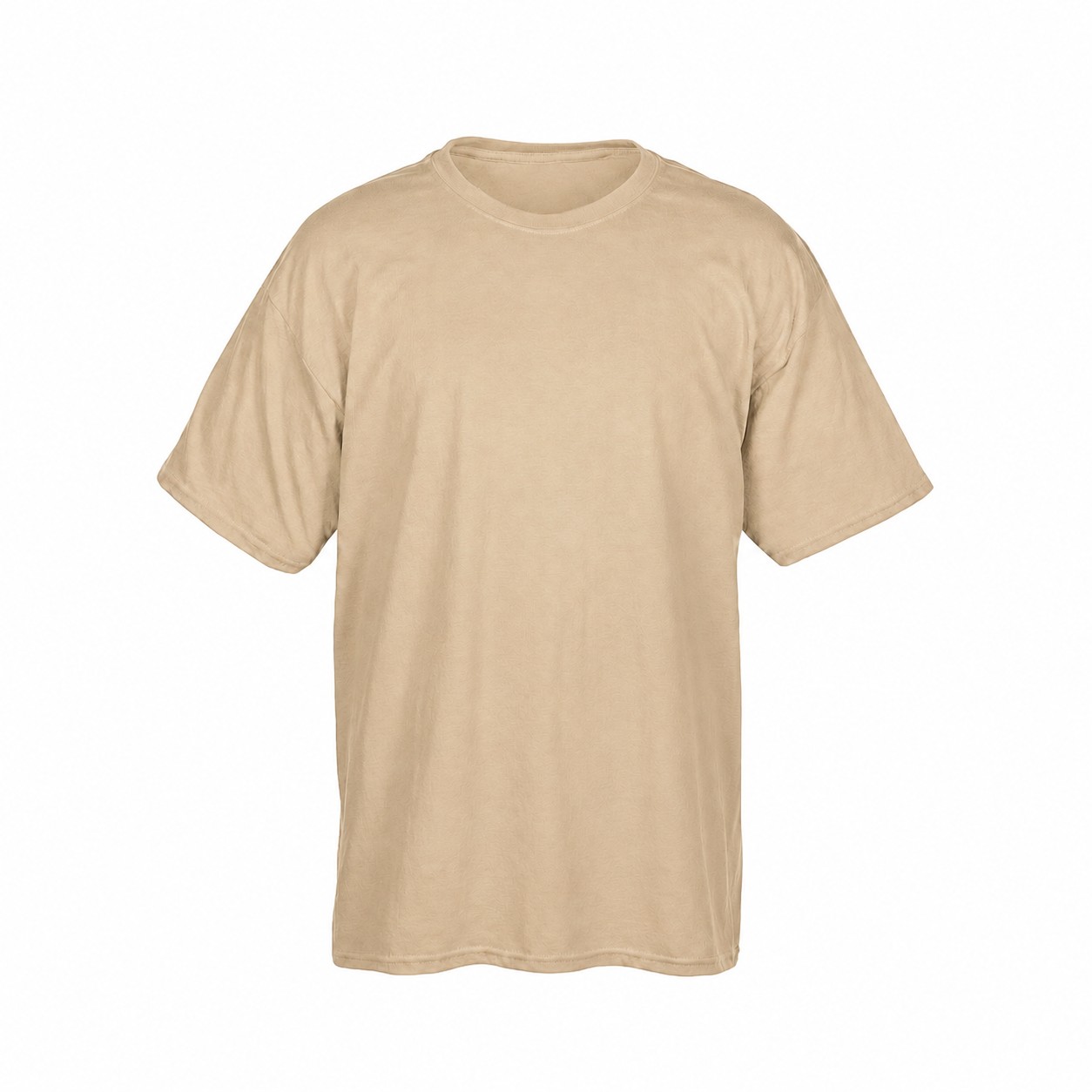 Cotton-Polyester Blend Crewneck T-Shirt — Tan Beige