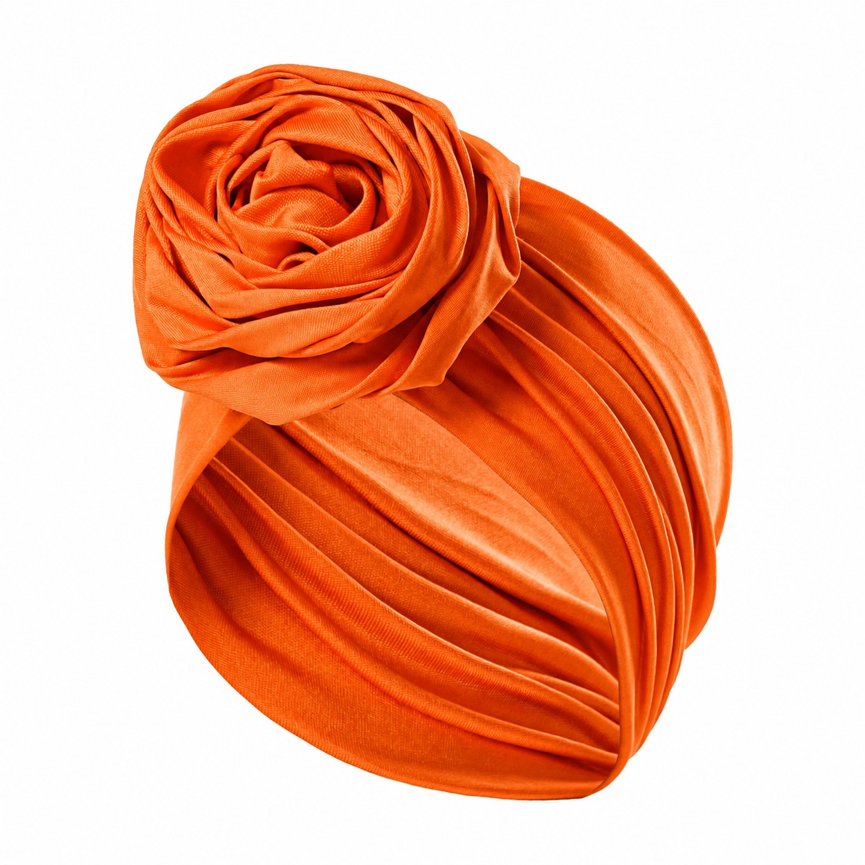 Polyester Rose Turban Headwrap Hat — Orange