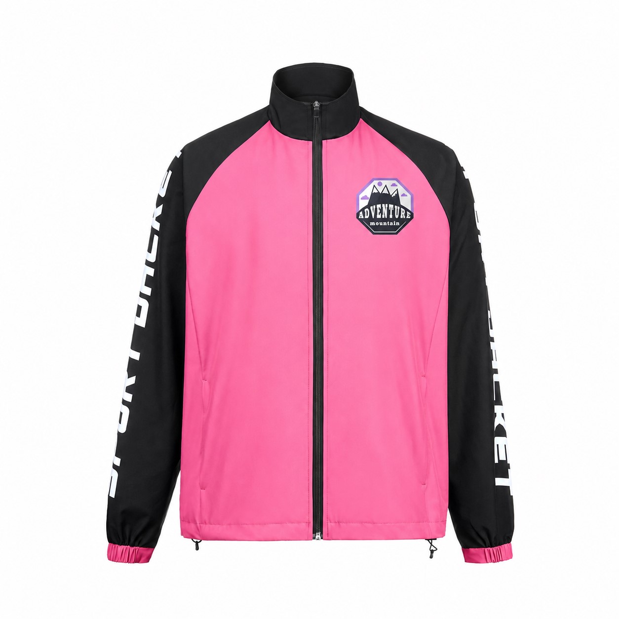 Lightweight Polyester Full-Zip Track Jacket — Pink