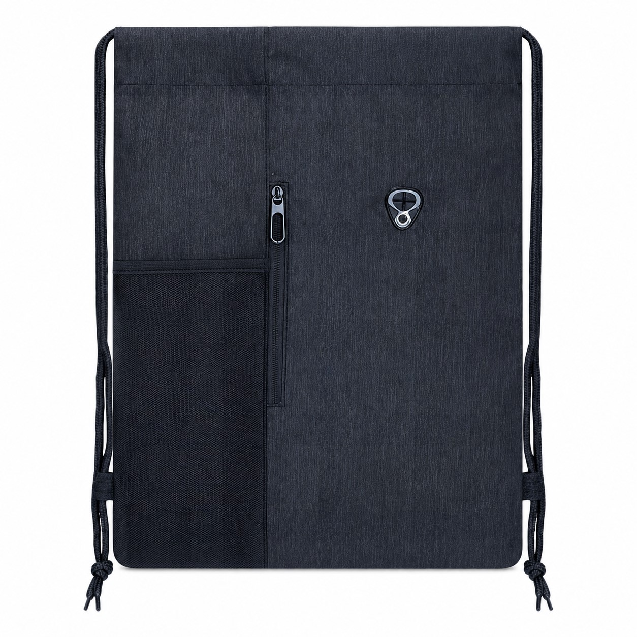 Two Tone Nylon Drawstring Backpack With Zipper Pocket — view 2
