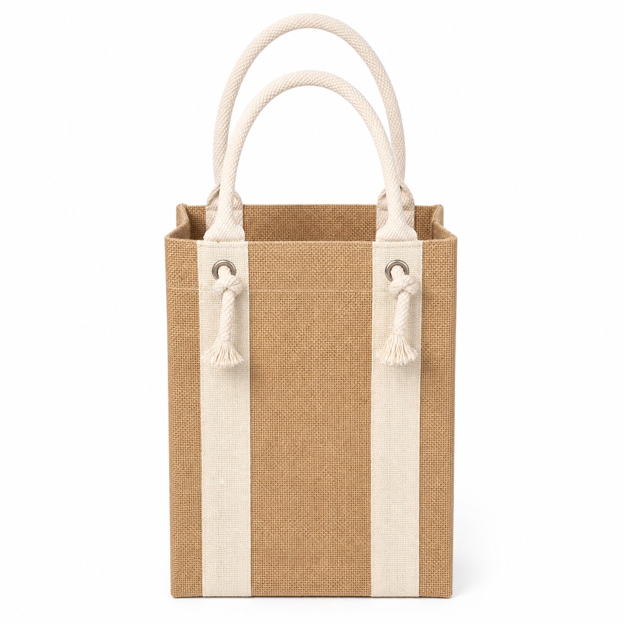 Striped Jute Wine Bottle Gift Bag — view 2