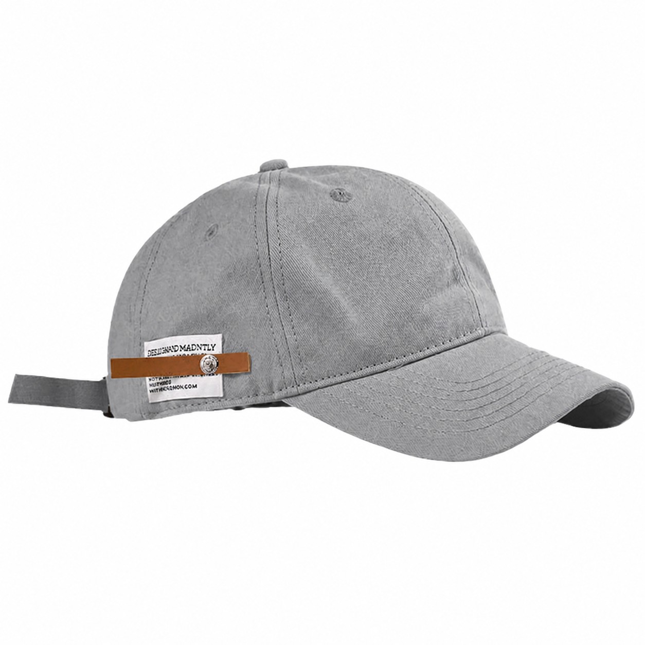 Side Label Polyester Baseball Cap — Gray