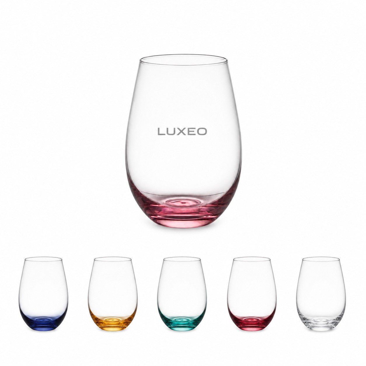 17 Oz Colored Base Stemless Wine Glass