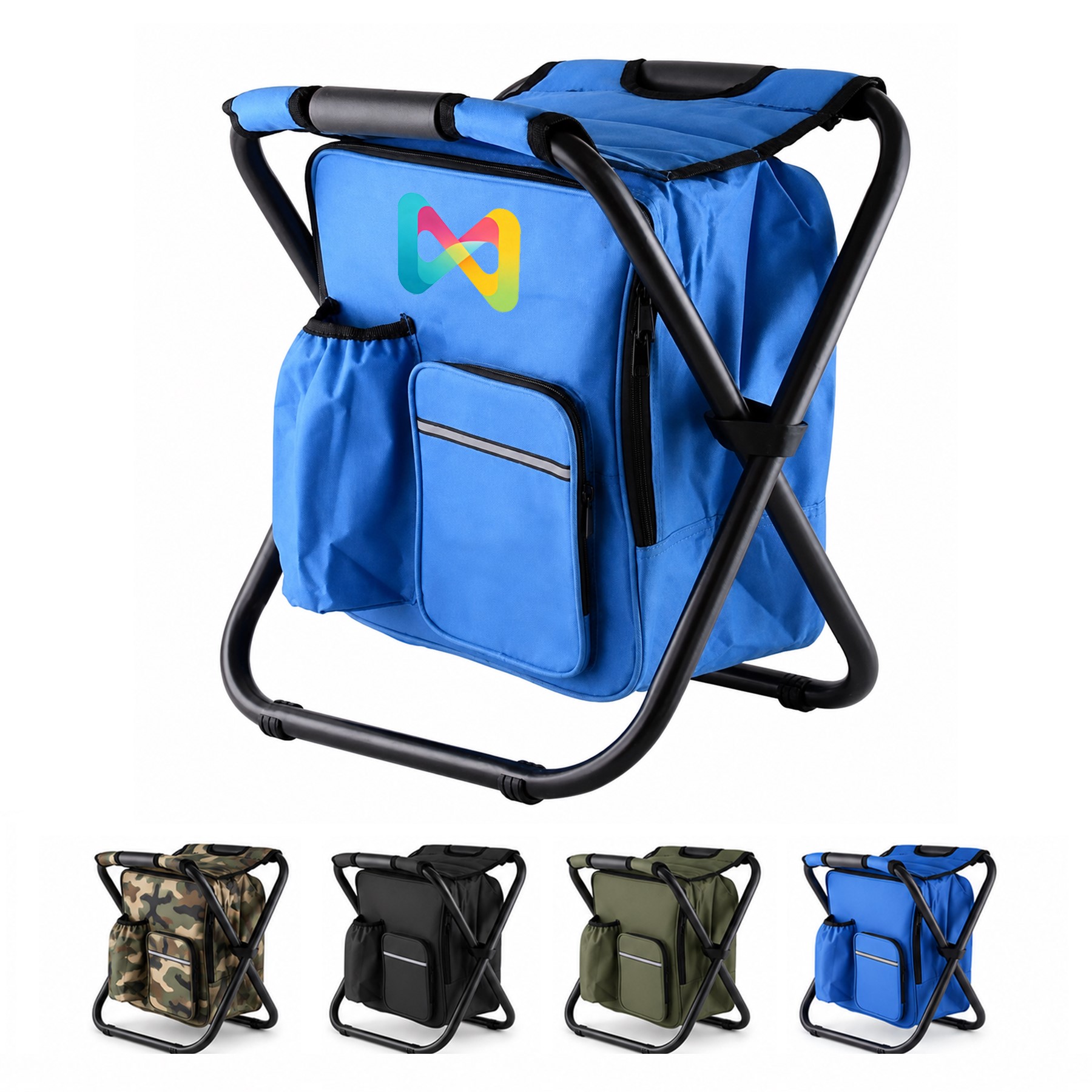 Polyester Folding Stool With Storage — view 1