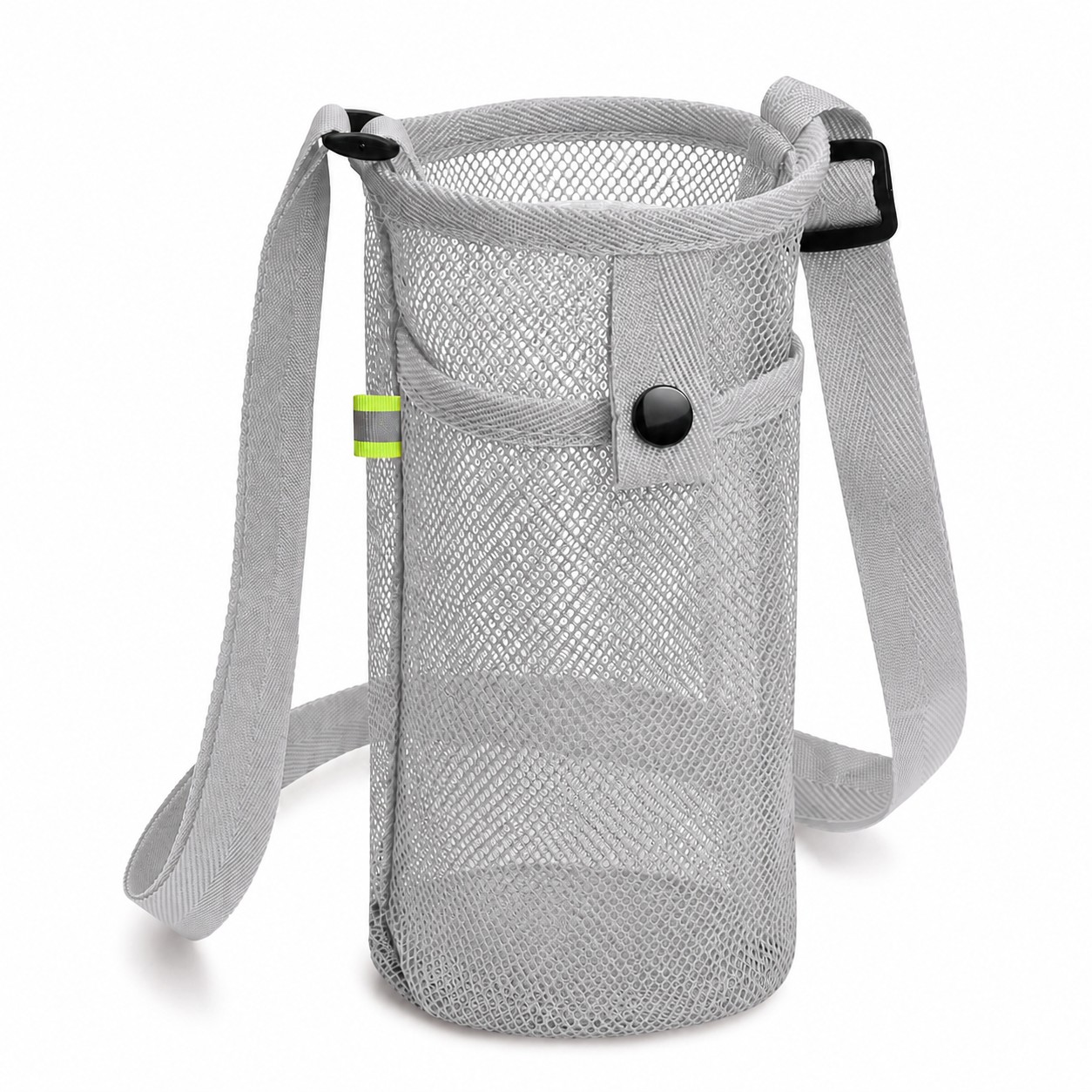 Mesh Water Bottle Holder With Strap — Light Gray