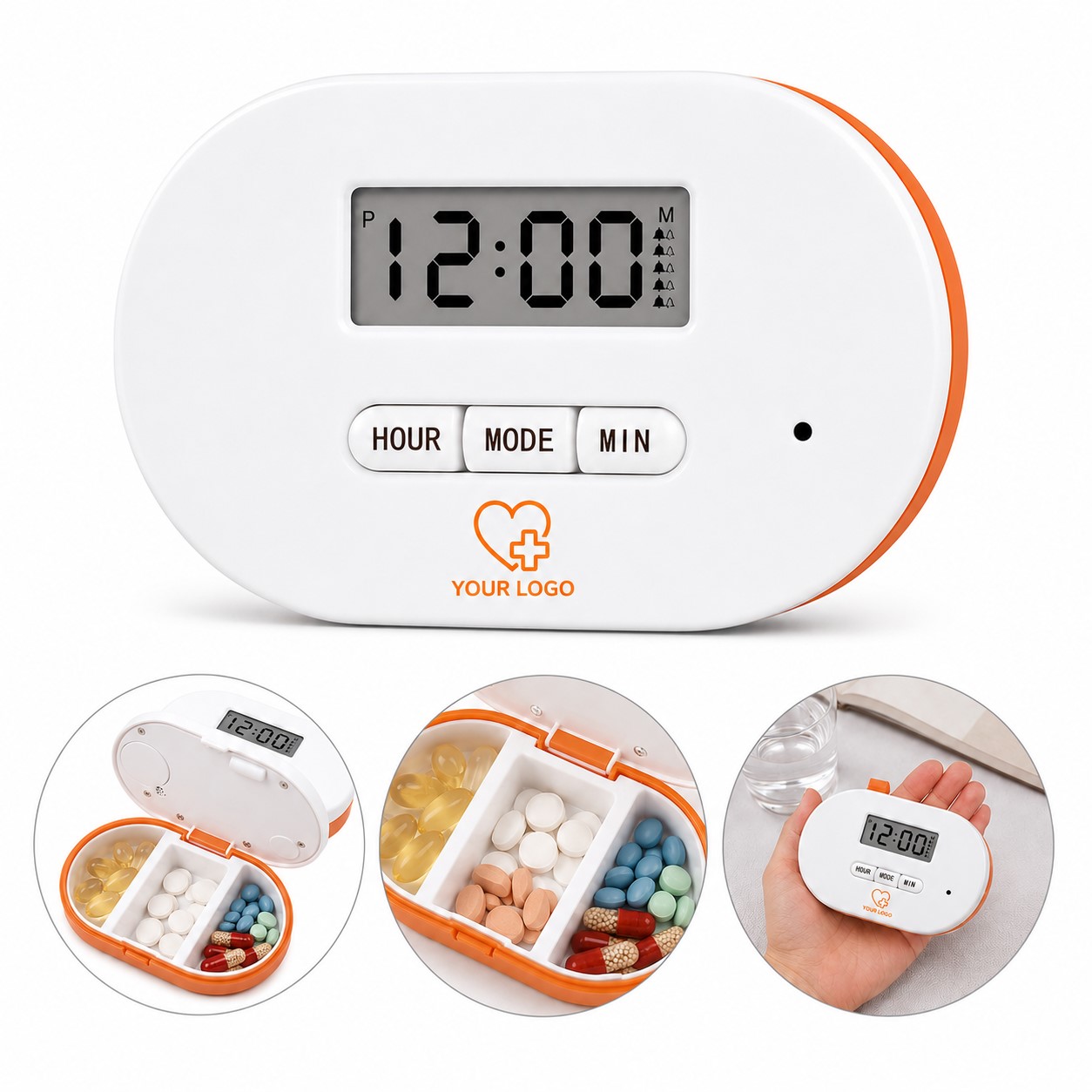 Compact ABS Pill Organizer Timer