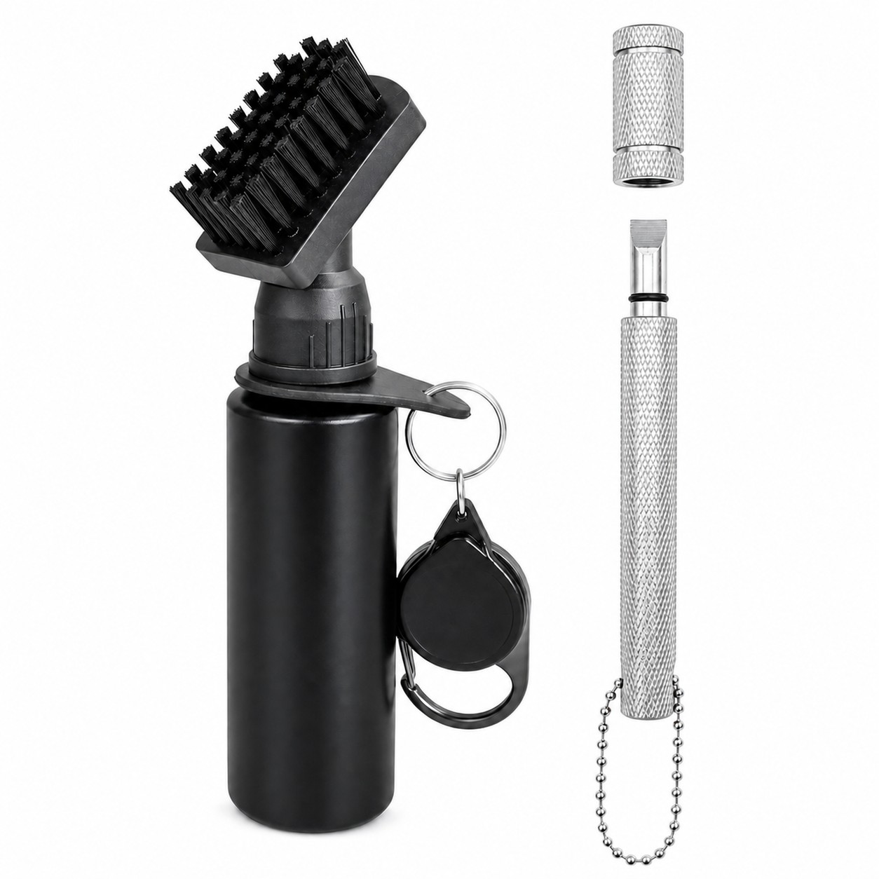 Golf Brush Cleaner With Water Bottle — Silver