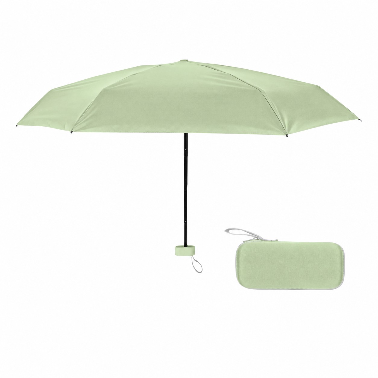 Mini Folding Umbrella With Case — Light Green