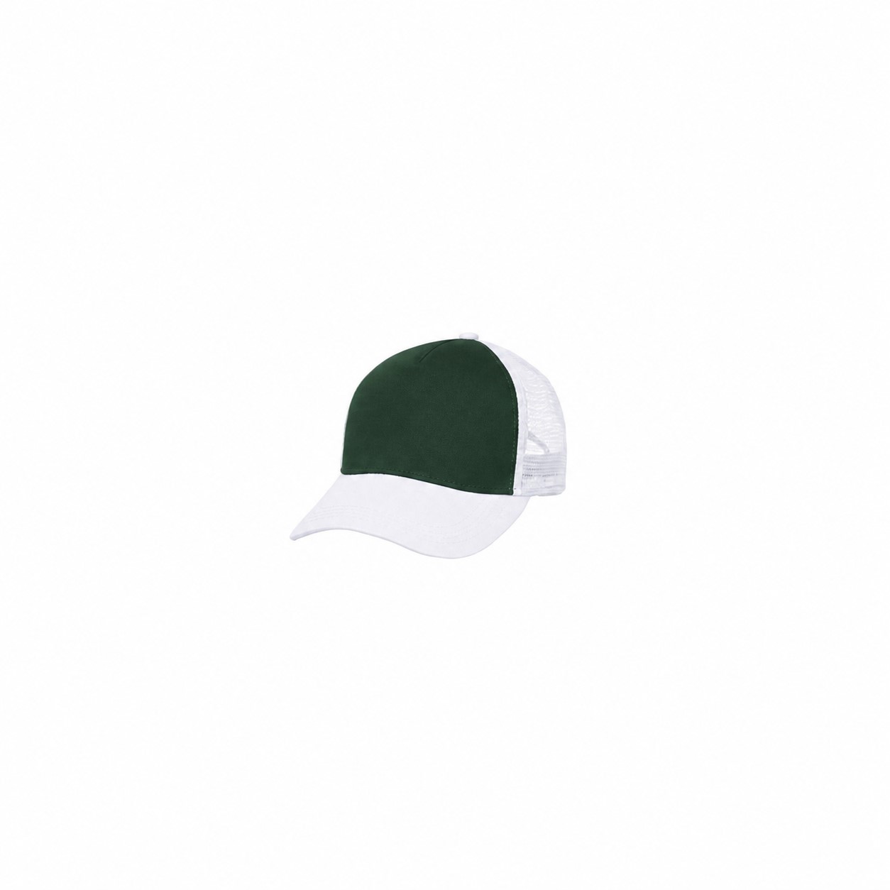 Structured Five Panel Trucker Cap — Forest Green/White